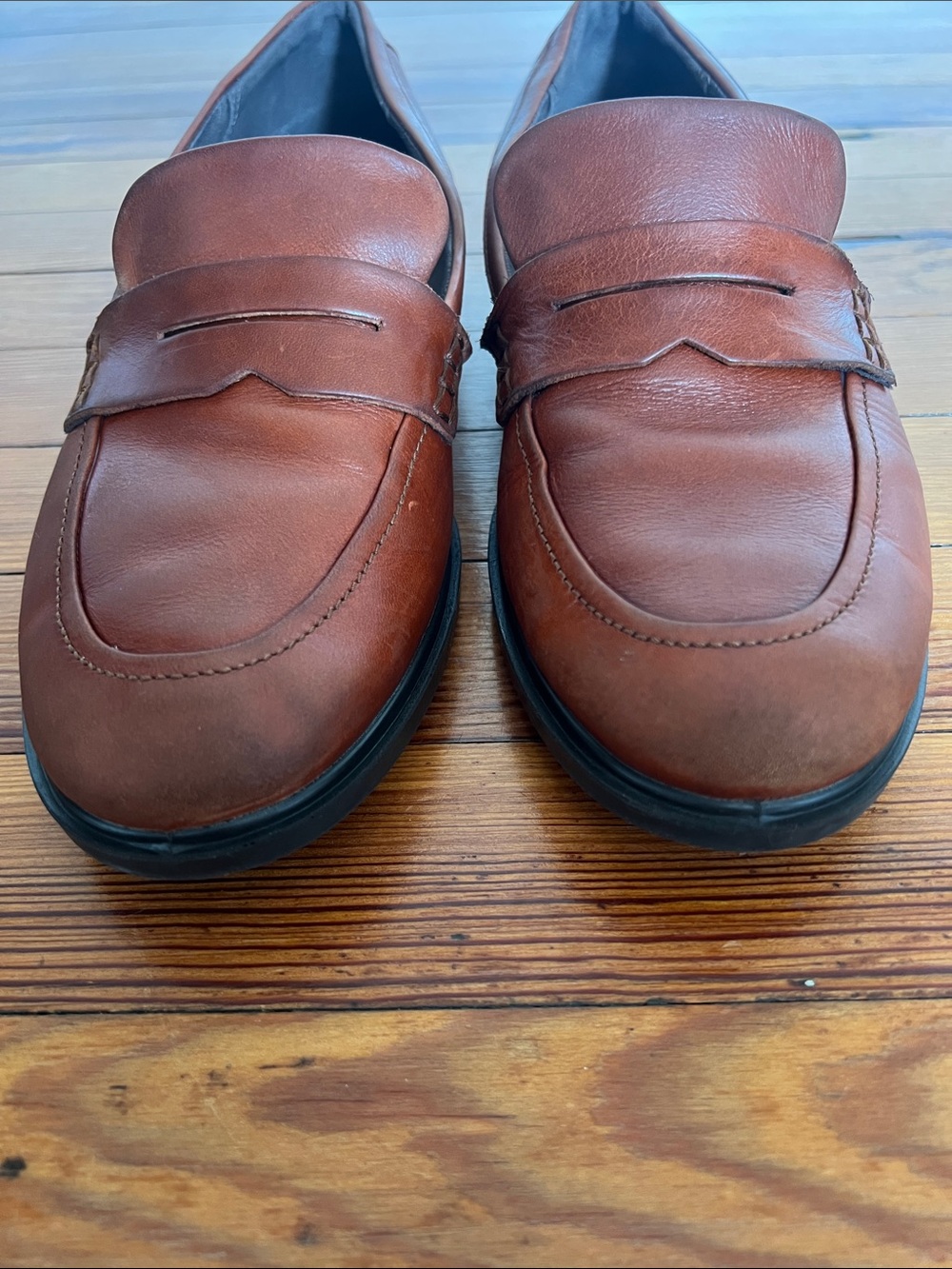 ECCO Cognac Brown Leather Penny Loafers Slip On Flat Shoes Women Size EU 41 - Picture 4 of 11